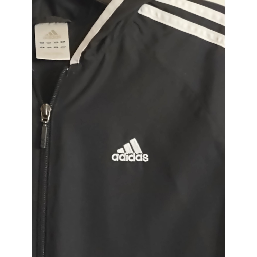 Adidas Black Windbreaker, Jacket, Men's Size M, Beach, Running, Office, Striped - Picture 3 of 8